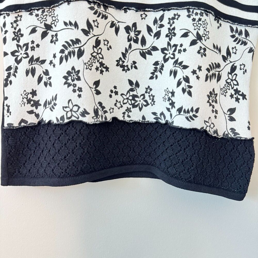 Betty Barclay Black and White Striped Floral Shirt Size 8 - Picture 2 of 6